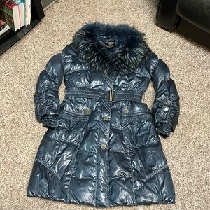 Real fur and down filled belted puffer coat - gorgeous!!